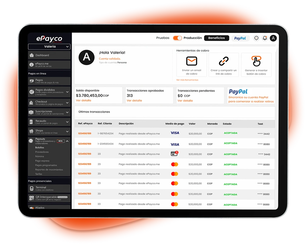 En payouts, Activas el módulo desde tu cuenta ePayco