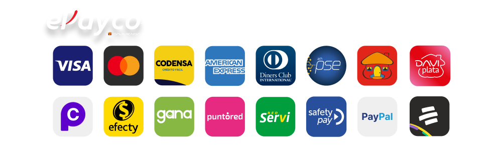 Botón de pago ePayco con todos los medios, versión negra